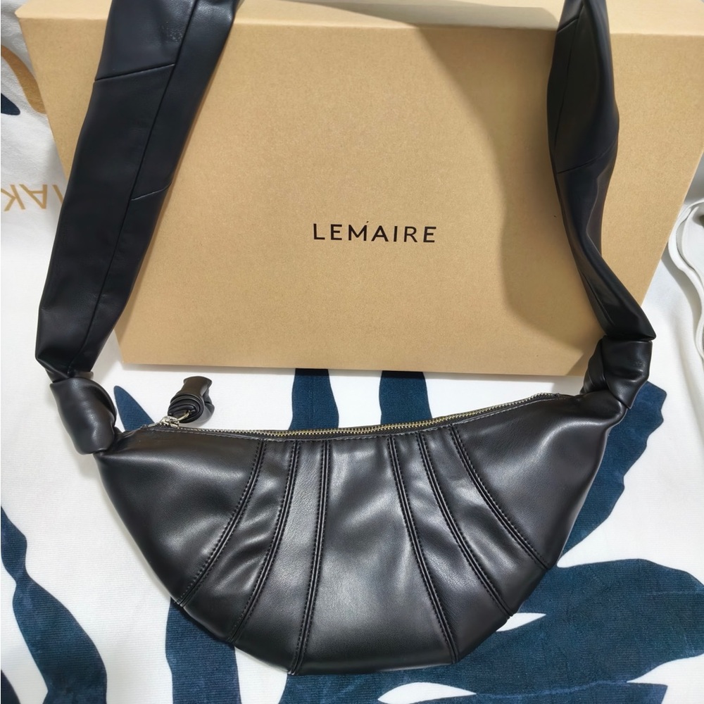 Lemaire Black Knotted Crescent Crossbody Bag